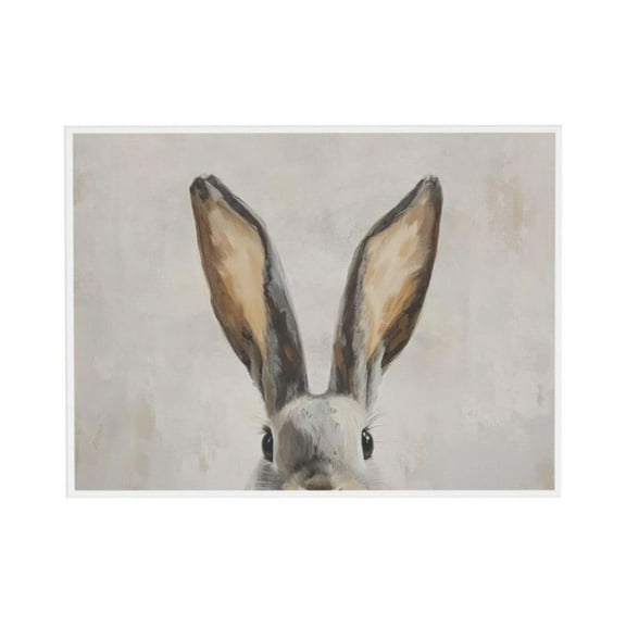 WFSposter Framed Canvas Wall Art Funny Easter Bunny Prints Wall Decor Cute Rabbit Ears Pictures Aesthetic Room Décor Animals Artwork for Kids Room, Living Room, Bedroom or Festive Spaces 12x16In