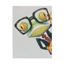 WFSposter Frog Painting Funny Animal with Glasses Canvas Art Framed Frog Picture Wall Decor for Bedroom Bathroom Gentleman Frog Poster