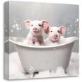 thumbnail image 1 of WFSposter Funny Animal Bathroom Wall Art Cute Pig in Bathtub with Bubbles Canvas Prints Posters Toilet Pictures for Baby Room Decor Framed (Bathroom-1, 12.00"x12.00"), 1 of 6