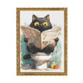 thumbnail image 1 of WFSposter Funny Black Cat Using Toilet Posters Cute Cat Reading Newspaper Bathroom Art Botanical Animal Pink Toilet Painting For Living Room Bedroom Toilet Wall Decor 12x16in Unframed, 1 of 5