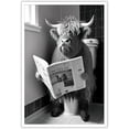 thumbnail image 1 of WFSposter Funny Highland Cow Bathroom Canvas Wall Art Black and White Longhorns In Toilet Aesthertic Poster Vintage Cute Animal Print Painting Modern Farmhouse Wall Decor for Bathroom12x16in Unframed, 1 of 5