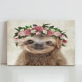 thumbnail image 1 of WFSposter Funny Sloth Wall Art Rustic Country Animal Canvas Print Sloth Wearing a Wreath Wall Decoration Vintage Animals Poster Collection Artwork for Bathroom Kitchen Kid's Room Nursery Decor 12x12, 1 of 7