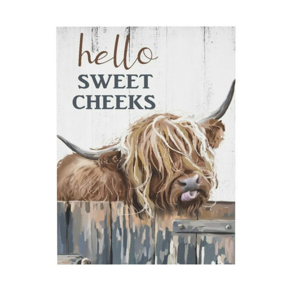 WFSposter Highland Cow Pictures Wall Decor Bathroom Decor Cow Paintings Canvas Prints Poster Rustic Farmhouse Highland Cow Wall Art Country Living Room Bedroom Home Decor