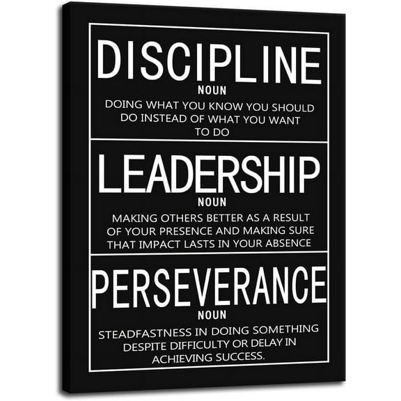 WFSposter-Inspirational Canvas Wall Art Motivational Office Decor Prints Inspiring Entrepreneur Quotes Posters Discipline Leadership Perseverance Painting Artwork Frame Ready to Hang