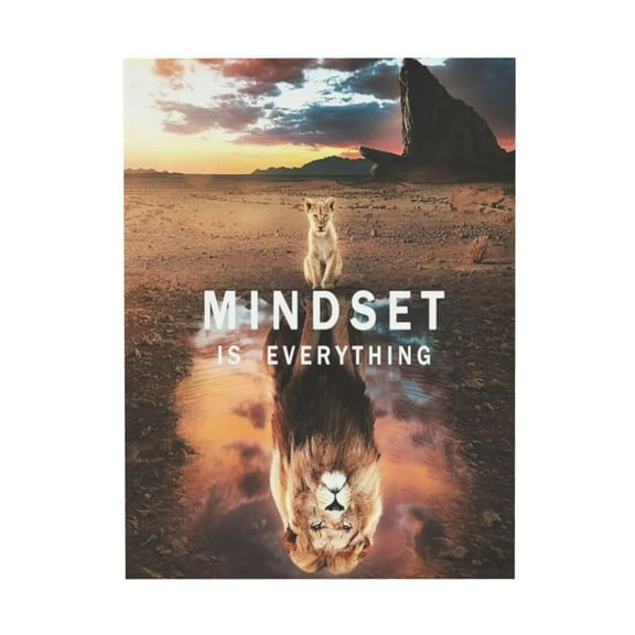 WFSposter Inspirational Entrepreneur Quotes Kitten Lion Animal Poster Artwork Painting Mindset is Everything Wall Home Decor