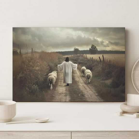 WFSposter-Jesus Canvas Wall Art Jesus Saves the Lost Lamb Canvas Print Posters for Easter,Christian Wall Art Home Decor for Church Prayer Room Living Room
