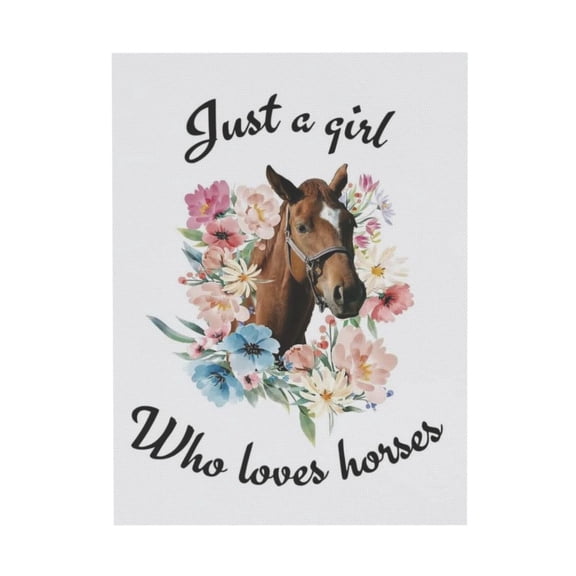 WFSposter Just A Girl Who Loves Horses Flower Horse Floral Canvas Wall Art Prints Artwork Signs Framed for Home Bedroom Living Room Girls Bedroom Dorm Decor,Horse Lovers Horse Riders Girls