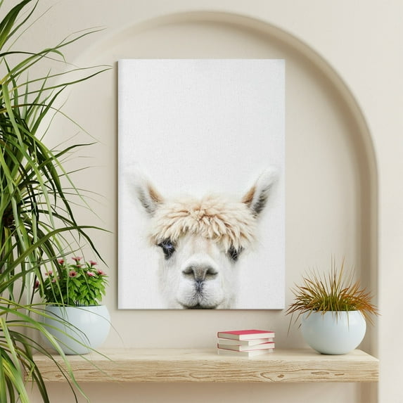 WFSposter Kate and Laurel Sylvie Alpaca vintage Canvas Wall Art, Natural Blocking Decorative Animal Art