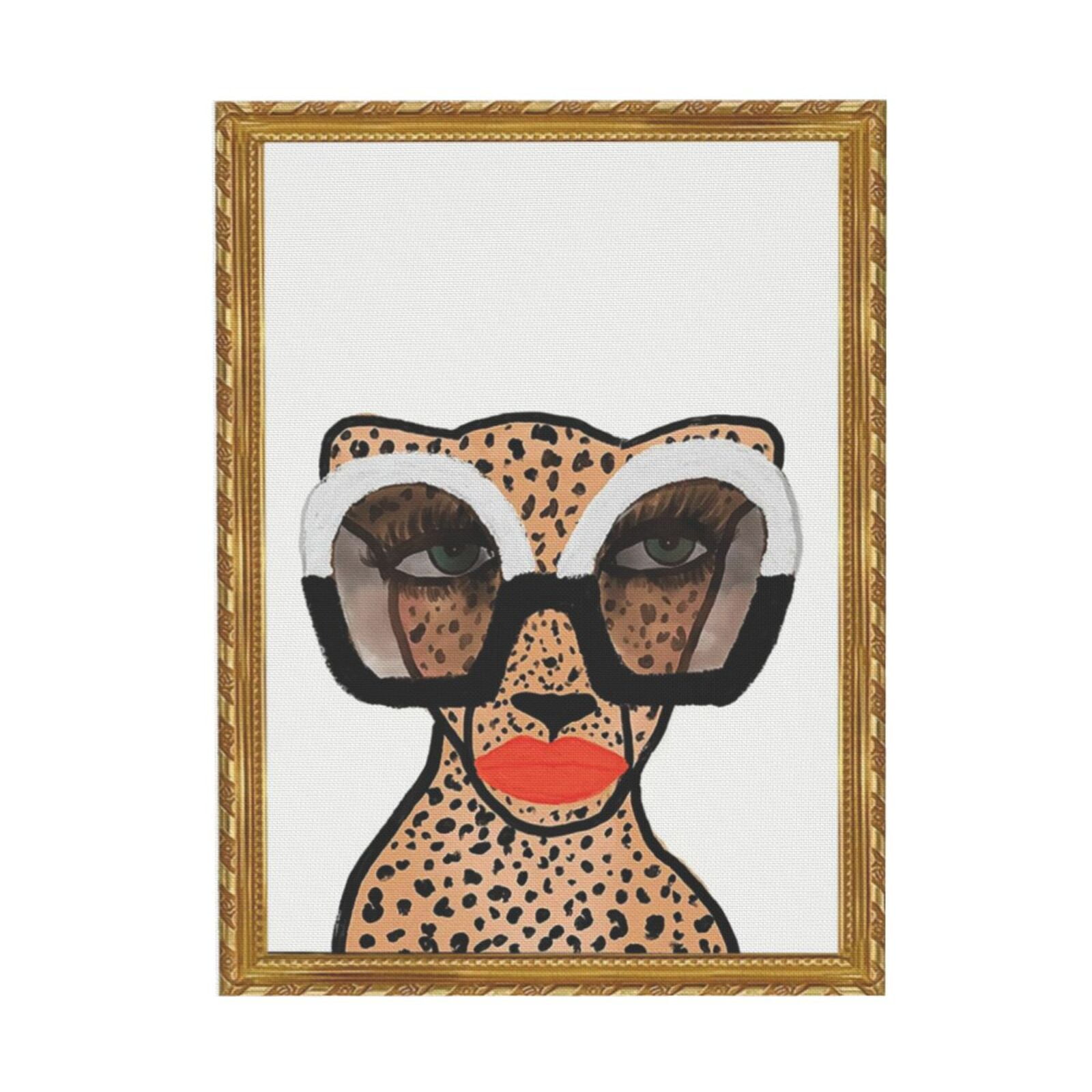Sylvie Cheetah Fashionista Framed Canvas Wall Art, 18x24, Black