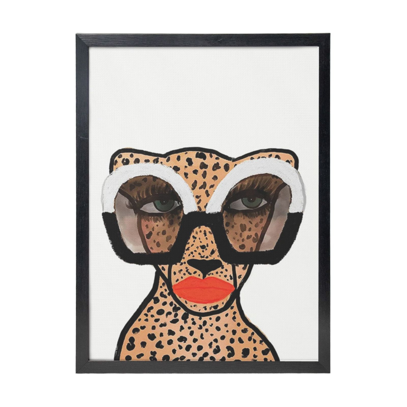 Sylvie Cheetah Fashionista Framed Canvas Wall Art, 18x24, Black