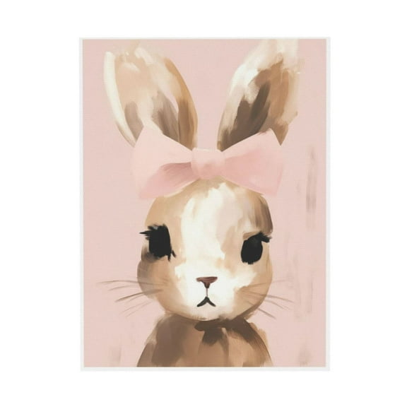 WFSposter Little Rabbit Poster Bunny Print Pastel Color Art Portrait Art Watercolor Art Gift for Kids & Parents Chic Decor for Nursery,Bedroom or Kid's Room 8x10 Wall Art