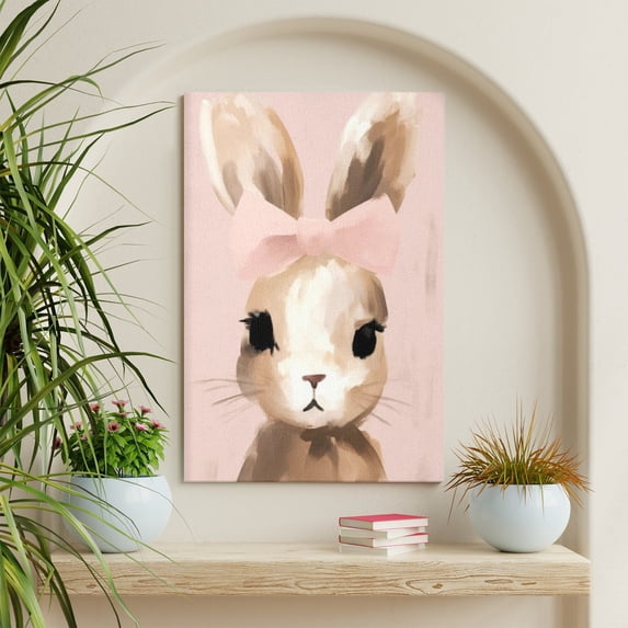WFSposter Little Rabbit Poster Bunny Print Pastel Color Art Portrait Art Watercolor Art Gift for Kids & Parents Chic Decor for Nursery,Bedroom or Kid's Room 8x10 Wall Art