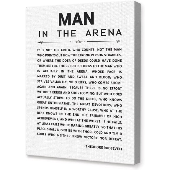 WFSposter-Man In The Arena Canvas Wall Art,Motivational Quote Canvas Painting Wall Decor for Man Home Office Bedroom Dorm