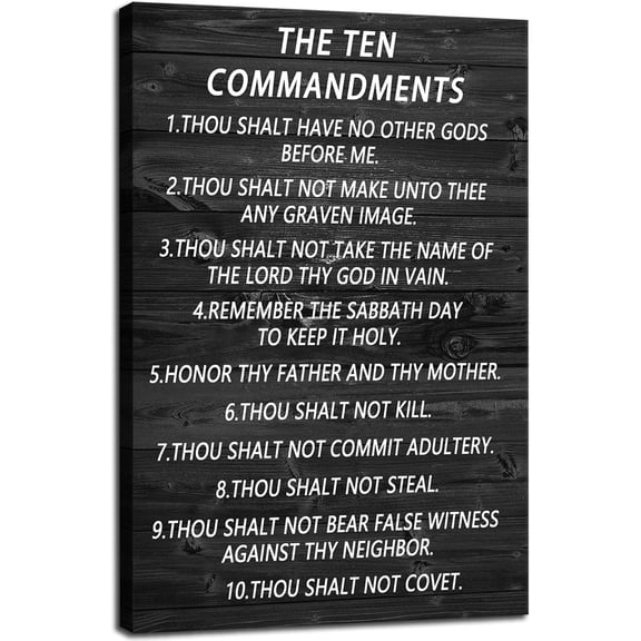 WFSposter-Motivational Wall Art Office Decor The Ten Commandments Christian Religion Pictures Theme Inspirational Canvas Posters Prints Framed for Bedroom Living Room Wall Decor Artwork