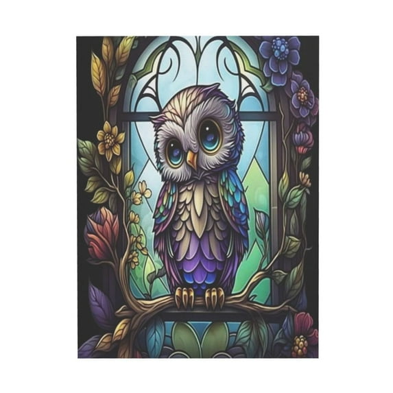 WFSposter Owl On Branch Print Rustic Watercolor Bird Owl Wall Art for Bedroom Owls Canvas Print Artwork Paintings Modern Bird Picture for Living Room Dining Room Bedroom Bathroom Home Decor 20x24"