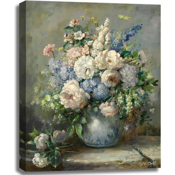 WFSposter-Pierre Auguste Renoir Canvas Wall Art Print - Spring Bouquet Floral Oil Painting Reproduction Classic Flowers Artwork Poster for Office Bedroom Bathroom Home Decor