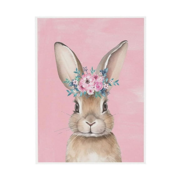 WFSposter Pink Easter Bunny Rabbit Canvas Wall Art Print, Easter Decor Bunny Nursery Girl Room Decor, Flower Animal Nursery Decor, Rabbit Wall Art for Nursery Girls Room Bedroom Kid's Room 11x14In