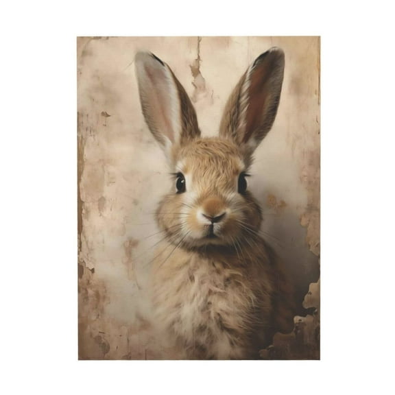 WFSposter Rabbit Canvas Wall Art Vintage Rabbit Painting Animal Landscape Art Retro Animal Wall Art Vintage Rabbit Picture Cute Animal Painting Cute Rabbit Poster Nursery Rabbit Picture Unframed