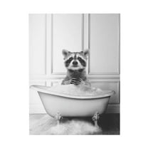 WFSposter Raccoon Bathroom Decor Wall Art Funny Raccoon Picture Canvas Print Black And White Animal Bathtub Home Wall Decor