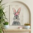 thumbnail image 1 of WFSposter Retro Bunny Rabbit Canvas Wall Art Country Animal Painting Cute Rabbit with Garland Wall Décor Home Artwork for Nursery Decor Bathroom Bedroom Kitchen Kid's Room Decoration 12x16in Framed, 1 of 7