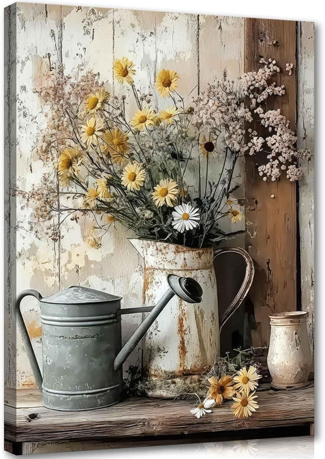 WFSposter-Rustic Daisy Canvas Wall Art Farmhouse Bathroom Wall Decor ...
