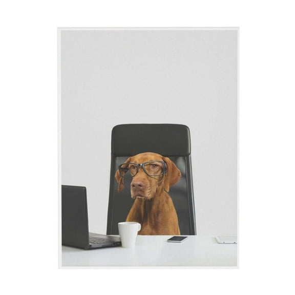 WFSposter Serious Dog Canvas Wall Art,I‘m Dog Engineering Framed Canvas Wall Art, Humorous Office Dog Art