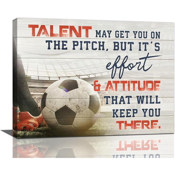 WFSposter-Soccer Wall Art Sport Inspirational Pictures Wall Decor Motivational Quotes Canvas Gifts for Soccer Lovers Soccer Painting Decoration Artwork for Boy Gym Bedroom Living Room