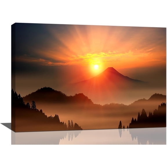 WFSposter-Sunrise Mountain Large Wall Art Nature Tree Pictures Wall Decor Landscape Canvas Master Scenic Painting Modern Artwork Home Decoration for Living Room Bedroom Office