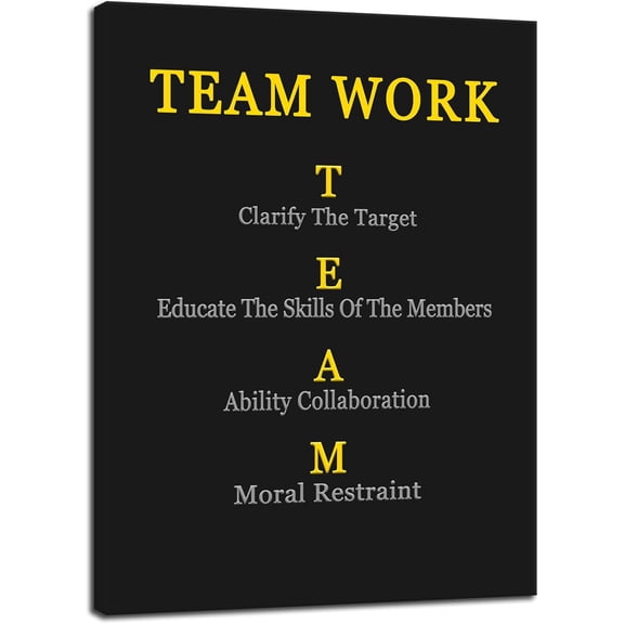 WFSposter-Team Work Enterprise Poster Inspirational Quotes Canvas Poster Printed Artwork Motivational Wall Decor for Company Office Group Bedroom Living Room Framed Ready to Hang