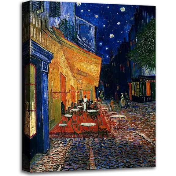 WFSposter-Vincent Van Gogh Canvas Wall Art Cafe Terrace At Night Painting Classic Artwork Picture Print for Home Decor