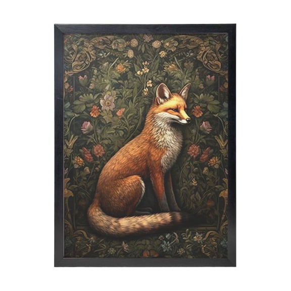 WFSposter Vintage Inspired White Fox Art Print Poster, Vintage Animal Fox Decor Canvas Wall Art, Fox Themed Gift, Bedroom Hall Large Fox Wall Art 12x16In