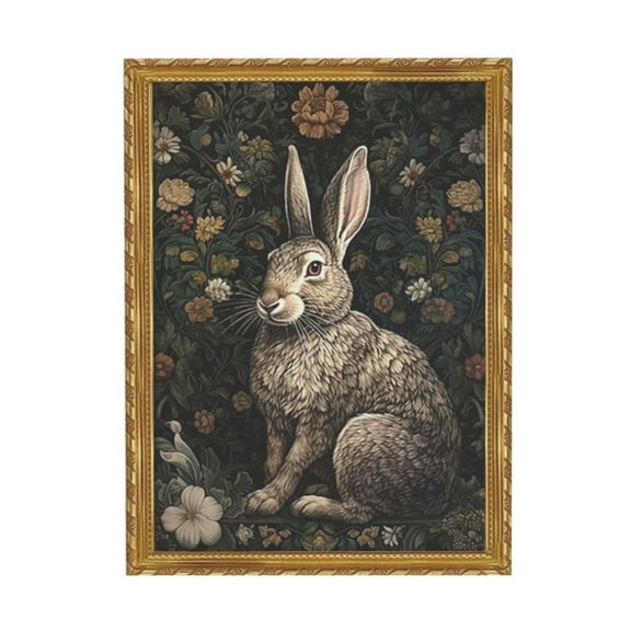 WFSposter Vintage Inspired White Rabbit Art Print Poster, Retro Animal Bunny Decor Canvas Wall Art, Rabbit Lover Gift, Large Rabbit Wall Art for Bedroom Living Room 16x24in Unframed