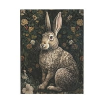 WFSposter Vintage Inspired White Rabbit Art Print Poster, Retro Animal Bunny Decor Canvas Wall Art, Rabbit Lover Gift, Large Rabbit Wall Art for Bedroom Living Room 16x24in Unframed