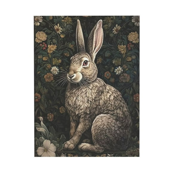 WFSposter Vintage Inspired White Rabbit Art Print Poster, Retro Animal Bunny Decor Canvas Wall Art, Rabbit Lover Gift, Large Rabbit Wall Art for Bedroom Living Room 16x24in Unframed
