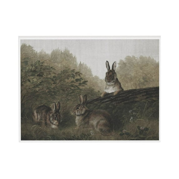 WFSposter Wall Art for Living Room Canvas Print Easter Decor Wall Art Three Rabbits Vintage Wall Art Decor Animal Landscape Easter Bunny Oil Painting for Bedroom Office Wall Decor 16x24in