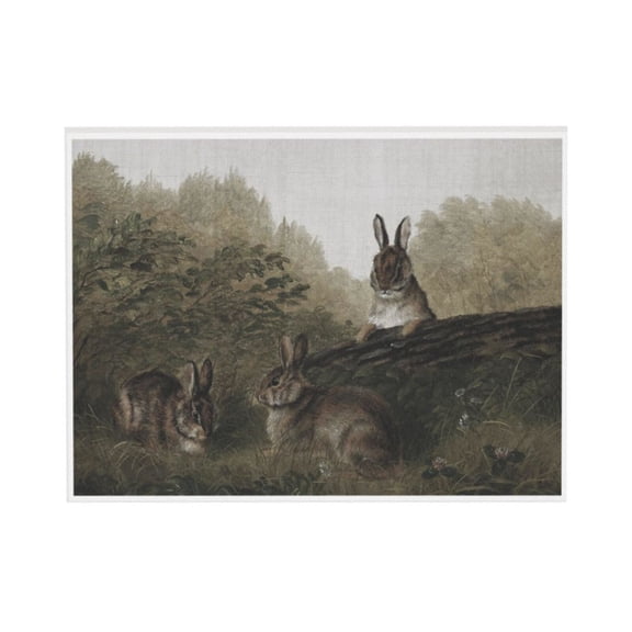 WFSposter Wall Art for Living Room Canvas Print Easter Decor Wall Art Three Rabbits Vintage Wall Art Decor Animal Landscape Easter Bunny Oil Painting for Bedroom Office Wall Decor 16x24in