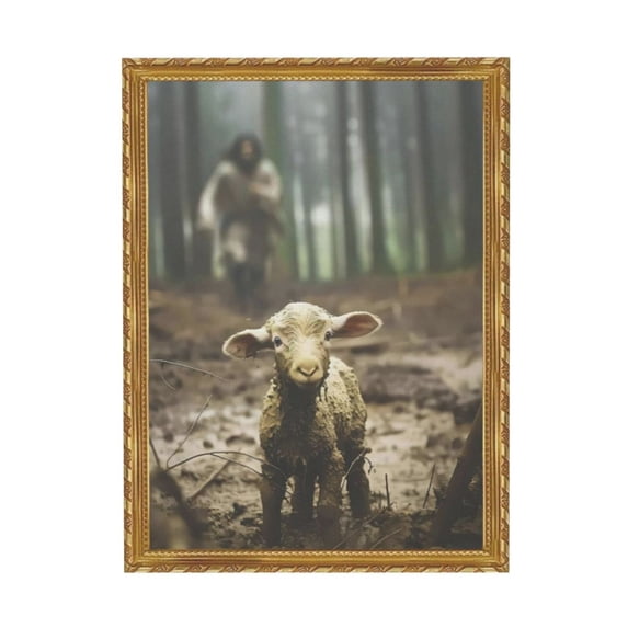WFSposter Wrapped Canvas Christian Wall Art Jesus Artwork Painting Print for Wall Decor Christian Lamb of God Room Decor for Living Room or Prayer Room