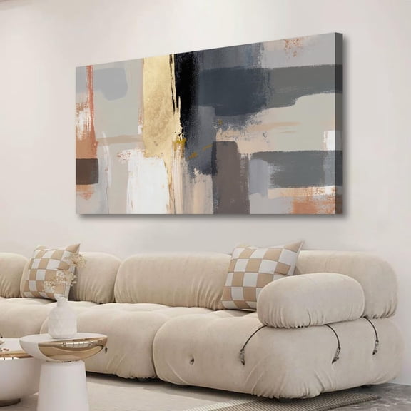 WFSposterAbstract Canvas Wall Art for Living room Office Bedroom Golden Grey Wall Art Print Oil Paintings Modern Black White Marble Pictures Wall Decor Cool Artwork Waterproof Ready to Hang