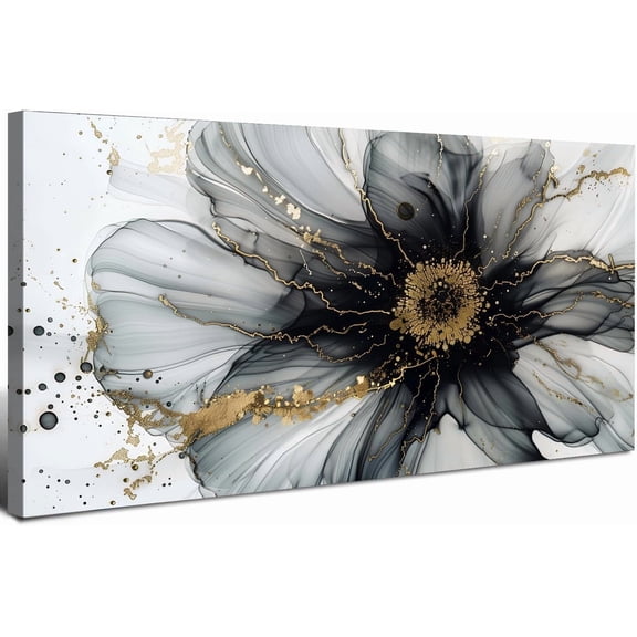 WFSposterAbstract Wall Art Black and White Gold Wall Decor Minimalist Picture for Living Room Bedroom Modern Office Home Decorations Marble Flowers Canvas Painting Poster Watercolor Textures Artwork