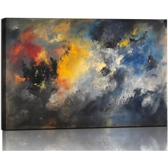 WFSposterAbstract Wall Art for Living Room Black Modern Canvas Artwork Fantasy Colorful Cloud Pictures Contemporary Painting Decor for Bedroom Home Office Decorations
