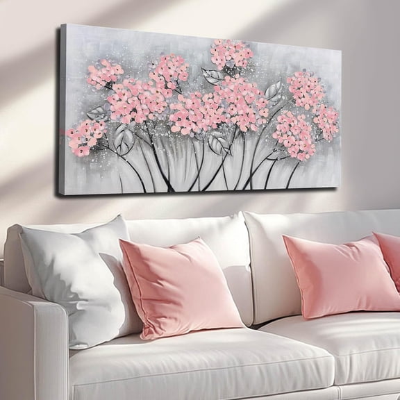 WFSposterFlower Wall Decor/Living Room Decorations/Pink Modern Artwork/Hand Painted Botanical Paintings for Bedroom Kitchen Home Office