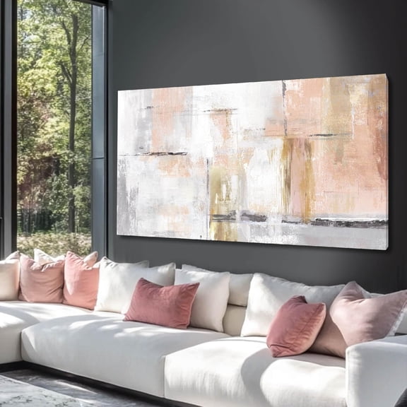 WFSposterGold Abstract Wall Art Decor Minimalist Oil Paintings Canvas Wall Art for Living Room Modern Framed Pictures for Wall Home Office for Women Ready to Hang