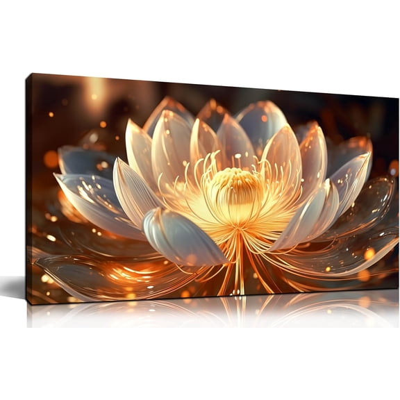 WFSposterLotus Flower Wall Art Bedroom Decor - Floral Pictures for Living Room Wall Decoration - Home Office Decor for Women