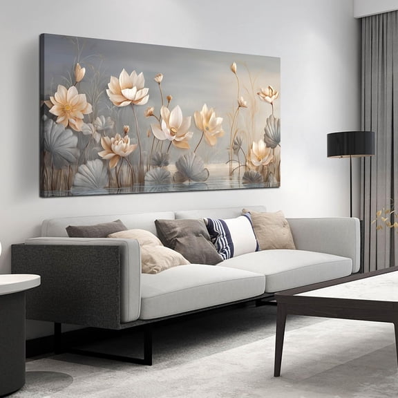 WFSposterLotus Pictures Wall Art for Bedroom - Flower Canvas Wall Art for Living Room - Home Office Decor Women