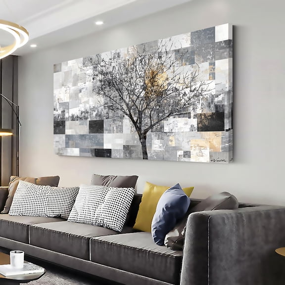 WFSposterModern Abstract Tree Wall Art for Living Room Black and White Canvas Painting Wall Art Large Nature Landscape Artwork Bedroom Office Home Decor