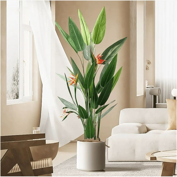 WFUN 4 Feet Artificial Plant Fake Tropical Bird of Paradise Tree for Home Office Wedding Valenine Decor