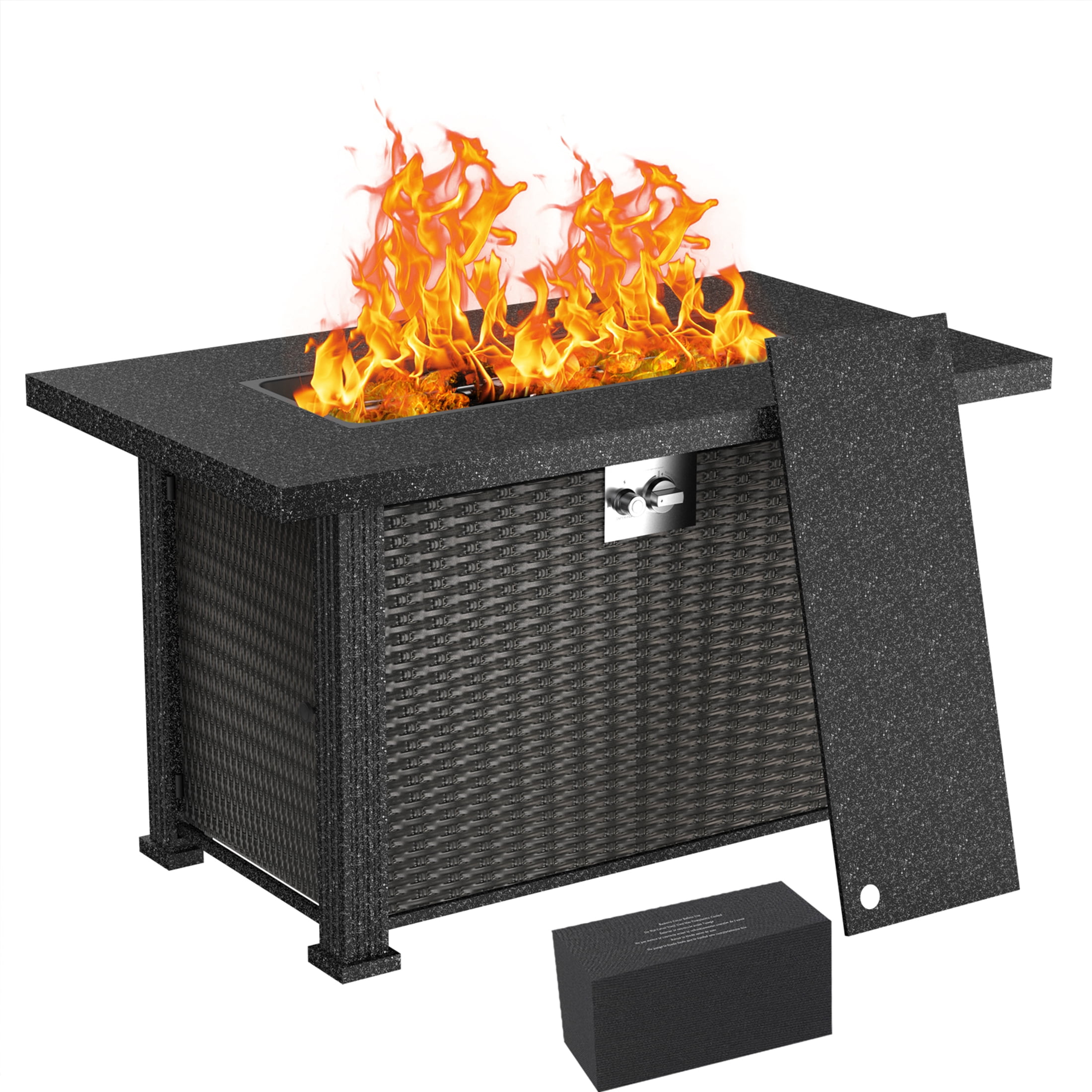 WFUN 43 inch 2in1 Rectangular Propane Fire Pits Table for Outdoor