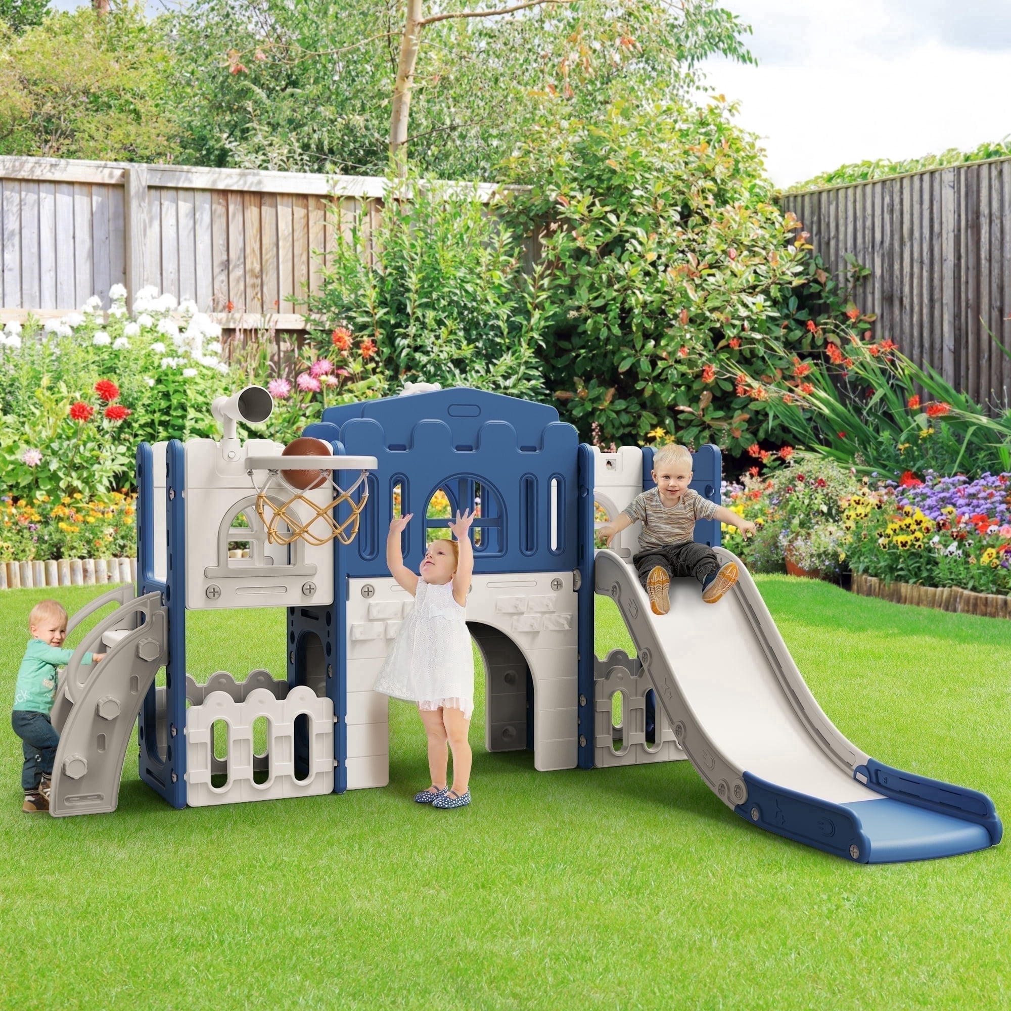 Son and daughter 2点set WFUN 9-in-1 Toddler Slide Playset, Indoor Outdoor Playground for