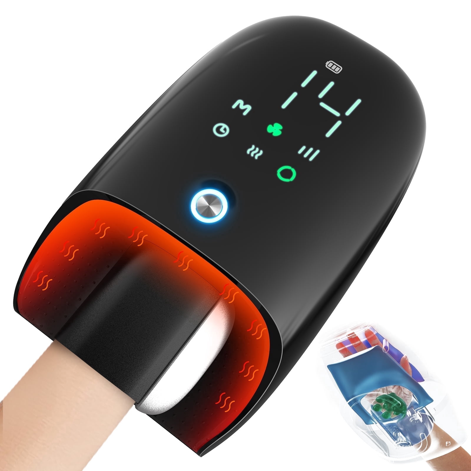 Wfun WFUN Hand Massager with Compression and Heat, Cordless Palm and Finger ...