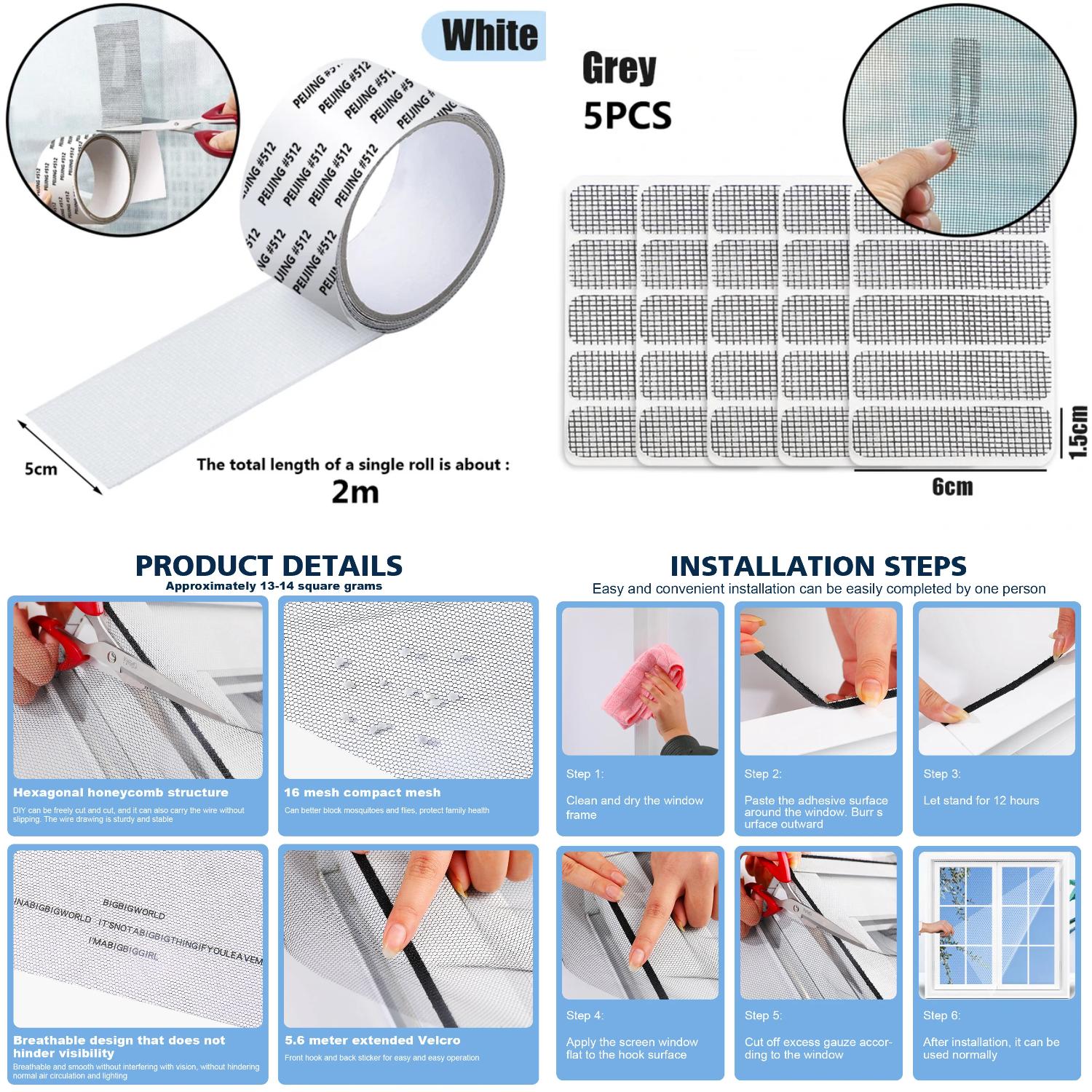 WFUPENG AntiInsect Window Mosquito Mesh DIY SelfAdhesive Door Net